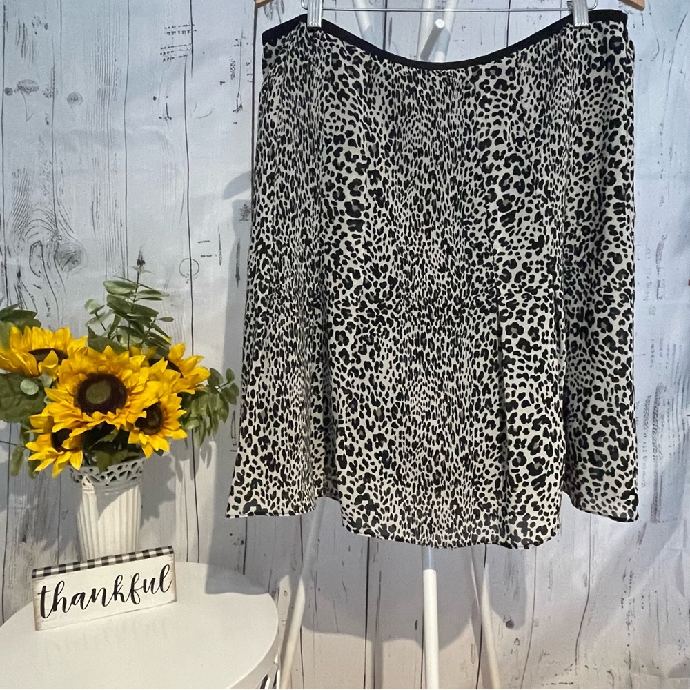 Worthington Animal Print Skirt A-line Semi Sheer Lined Sz 18 Preowned